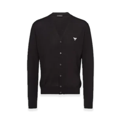 PRADA Superfine Wool Cardigan "Black"