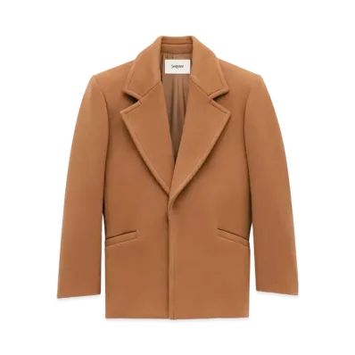 Saint Laurent Women's Short Coat in Wool "Camel"