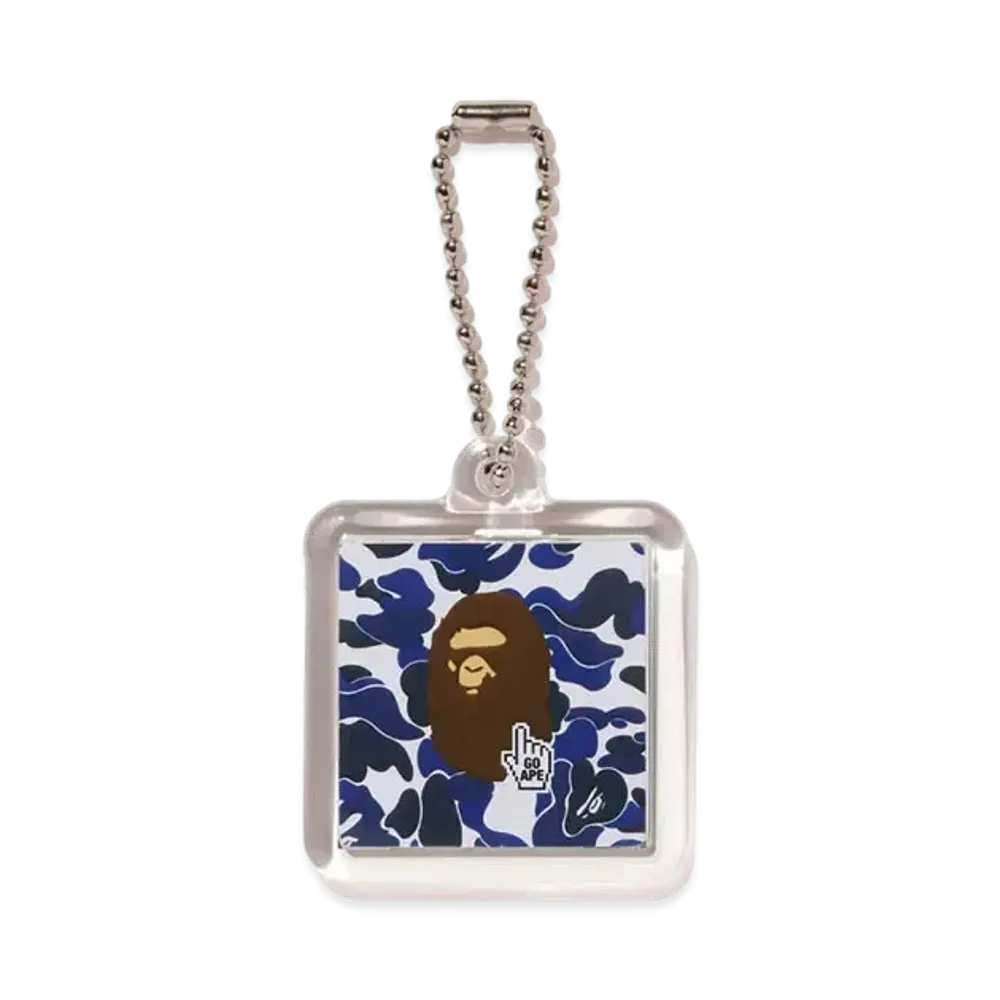 A BATHING APE Bape Camo Go Ape Pointer Keychain "Navy"