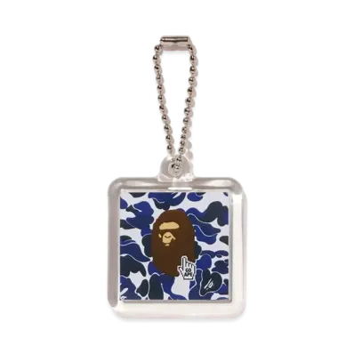 A BATHING APE Bape Camo Go Ape Pointer Keychain "Navy"