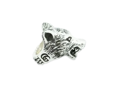 GUCCI Anger Forest Series Wolf Head Silver Ring "Silver"