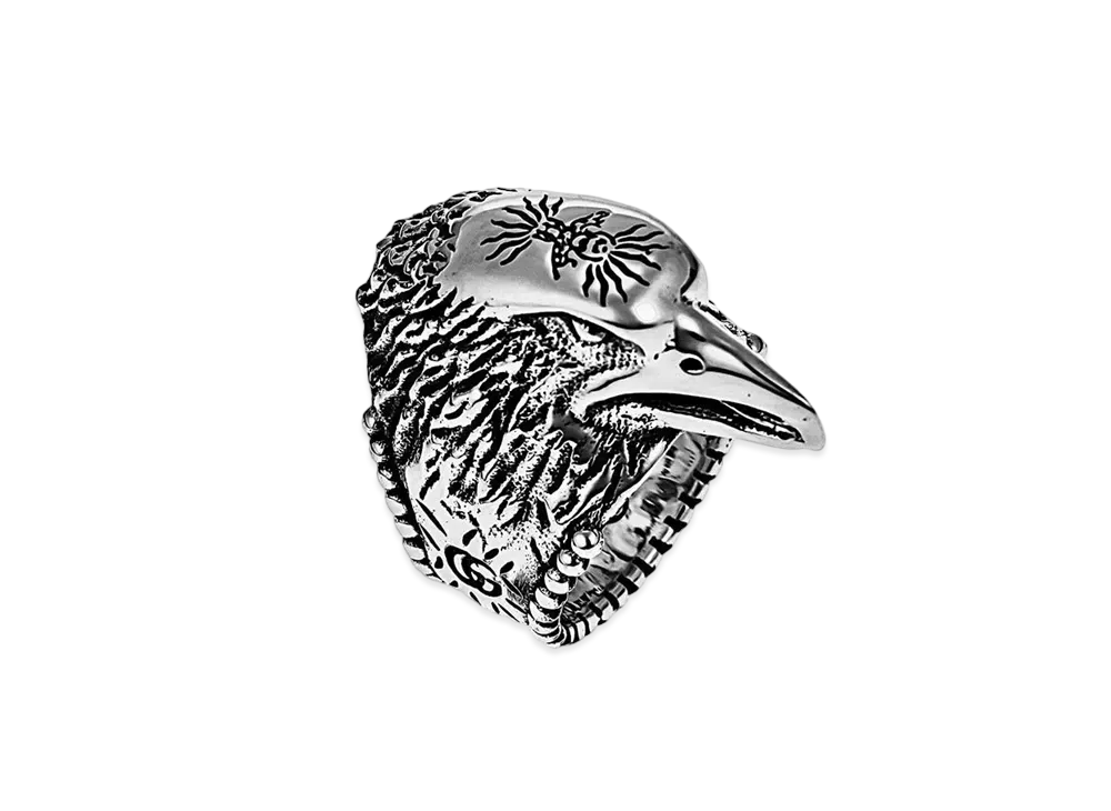 GUCCI Anger Forest Series Eagle Head Silver Ring "Silver"