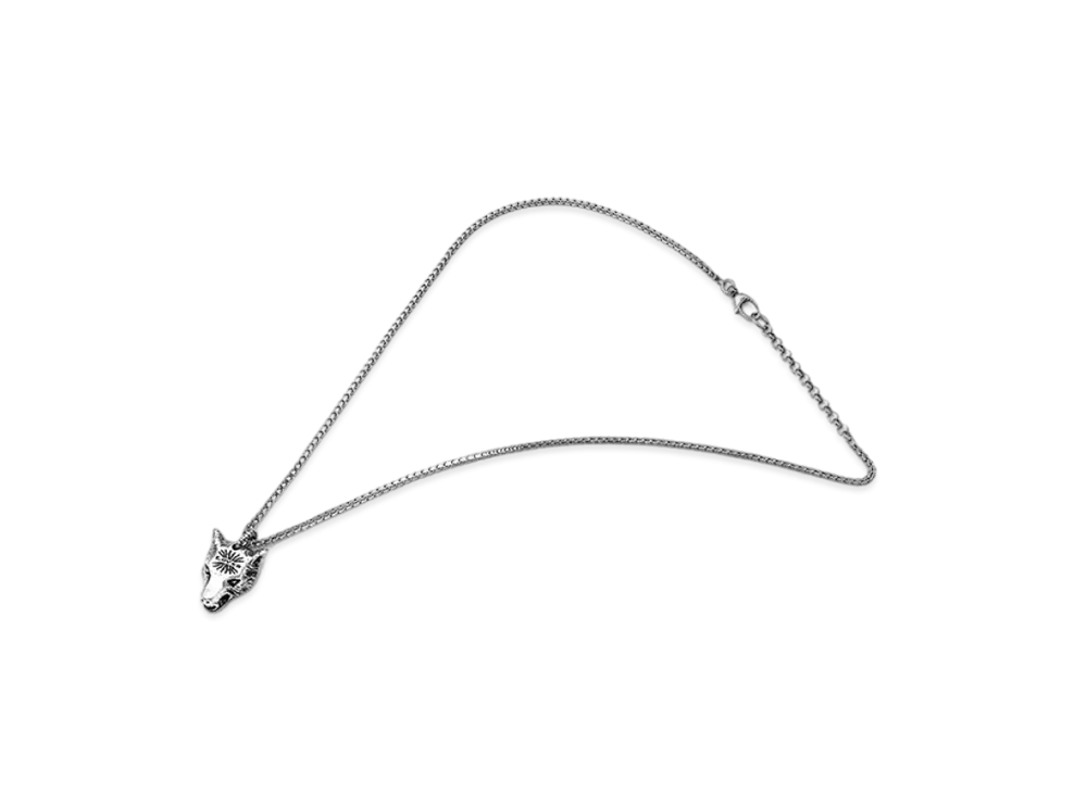 GUCCI Anger Forest Series Wolf Head Silver Necklace "Silver"