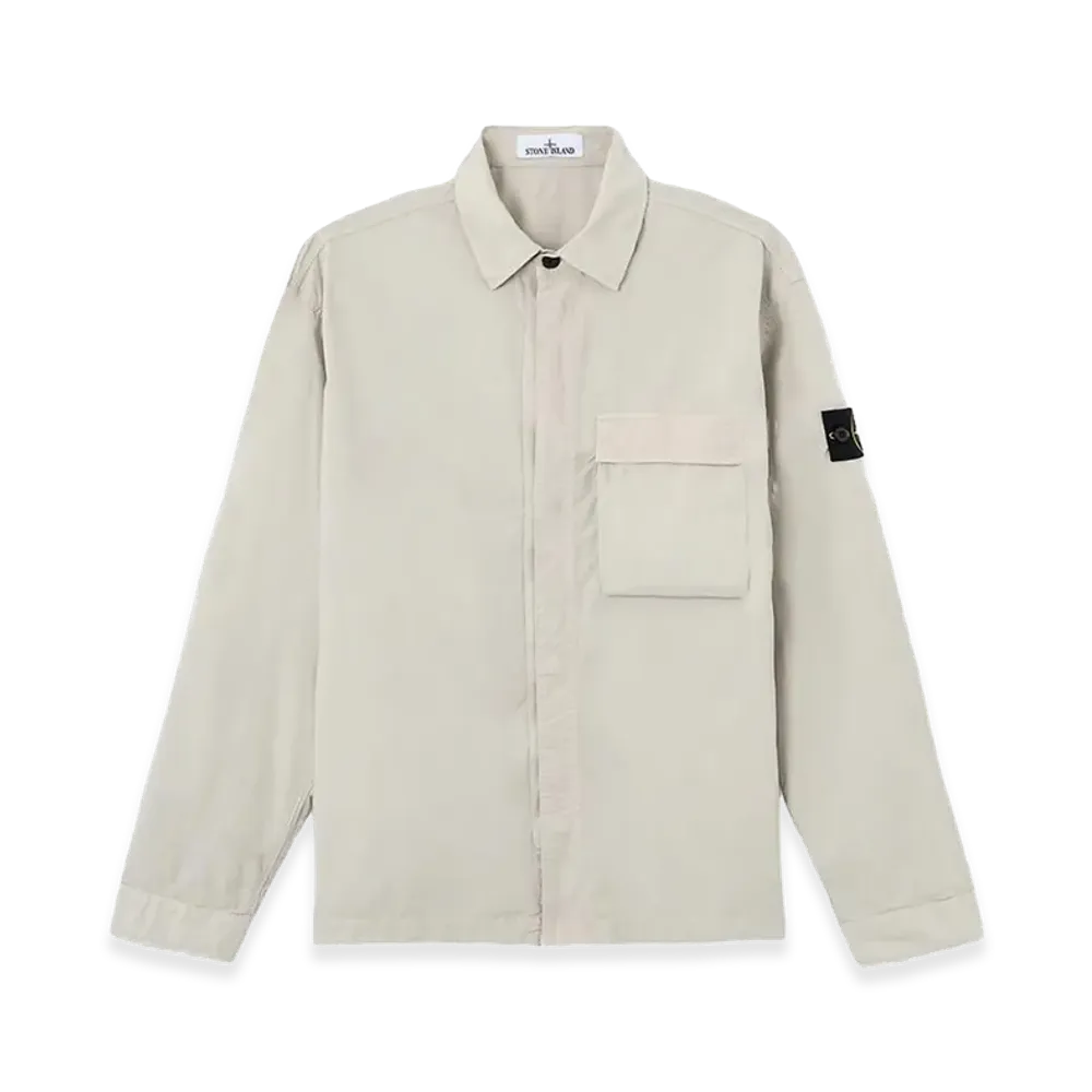 Stone Island Stretch Cotton Canvas Overshirt "Gray"