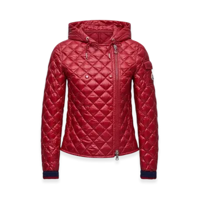 MONCLER Corbelin Diamond-Quilted Hooded Short Down Jacket "Red"