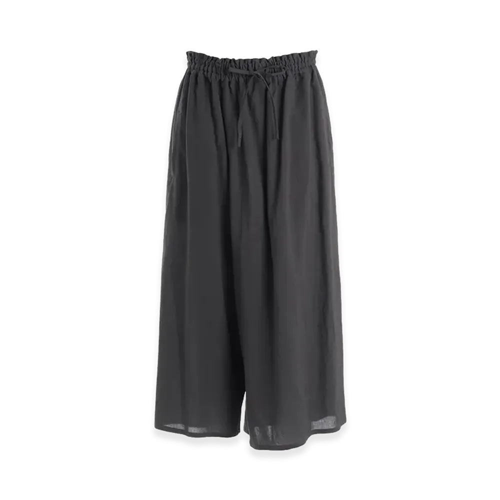 Y's Cotton Voile Viyella Asymmetric Gathered Pants "Grey"
