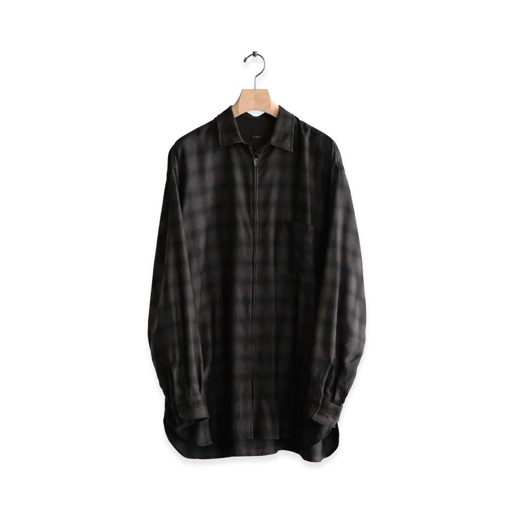 COMOLI Wool Check Zip Shirt "Check"
