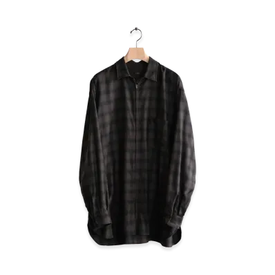 COMOLI Wool Check Zip Shirt "Check"