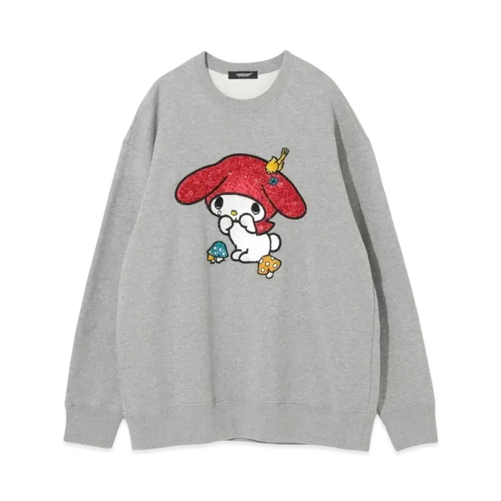 UNDERCOVER x SANRIO Sequins Big Sweatshirt ‎My Melody "Top Gray"
