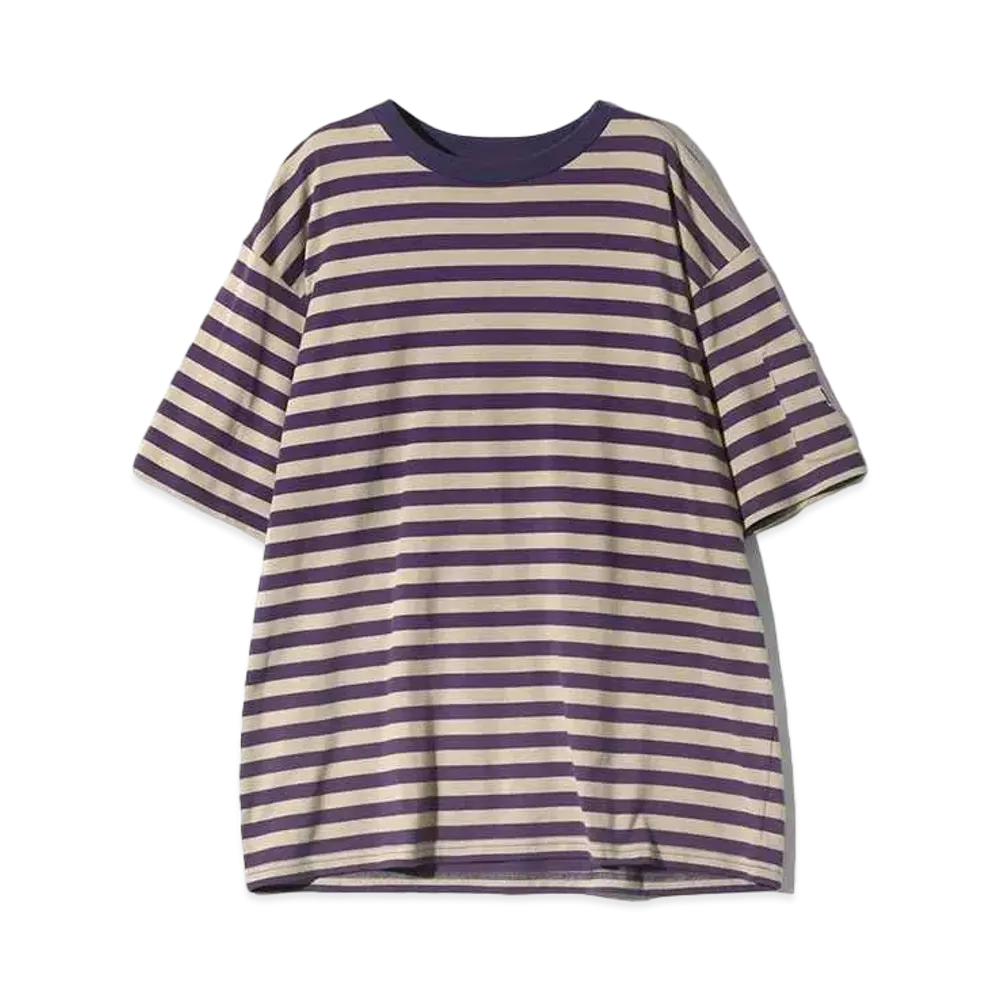 Needles S/S Crew Neck Tee - Cotton Stripe Jersey "Purple/Grey"