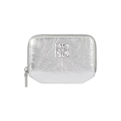 GIVENCHY 4G Liquid Zipped Wallet In Laminated Leather "Light Silvery"