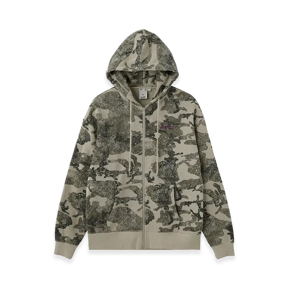 X-Girl Embroidered Logo Zip Up Sweat Hoodie "Camo"