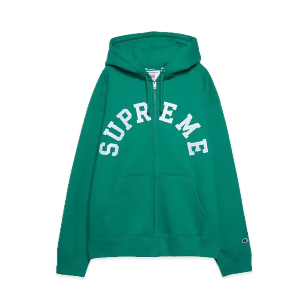シュプリーム x チャンピオン ジップ アップ フーデッド スウェットシャツ "グリーン"