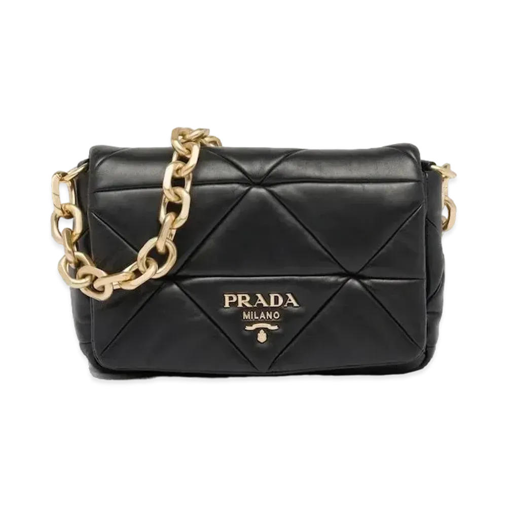 PRADA System Nappa Patchwork Shoulder Bag "Black"
