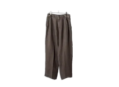ANCELLM Belted Linen Tuck Slacks "Brown"