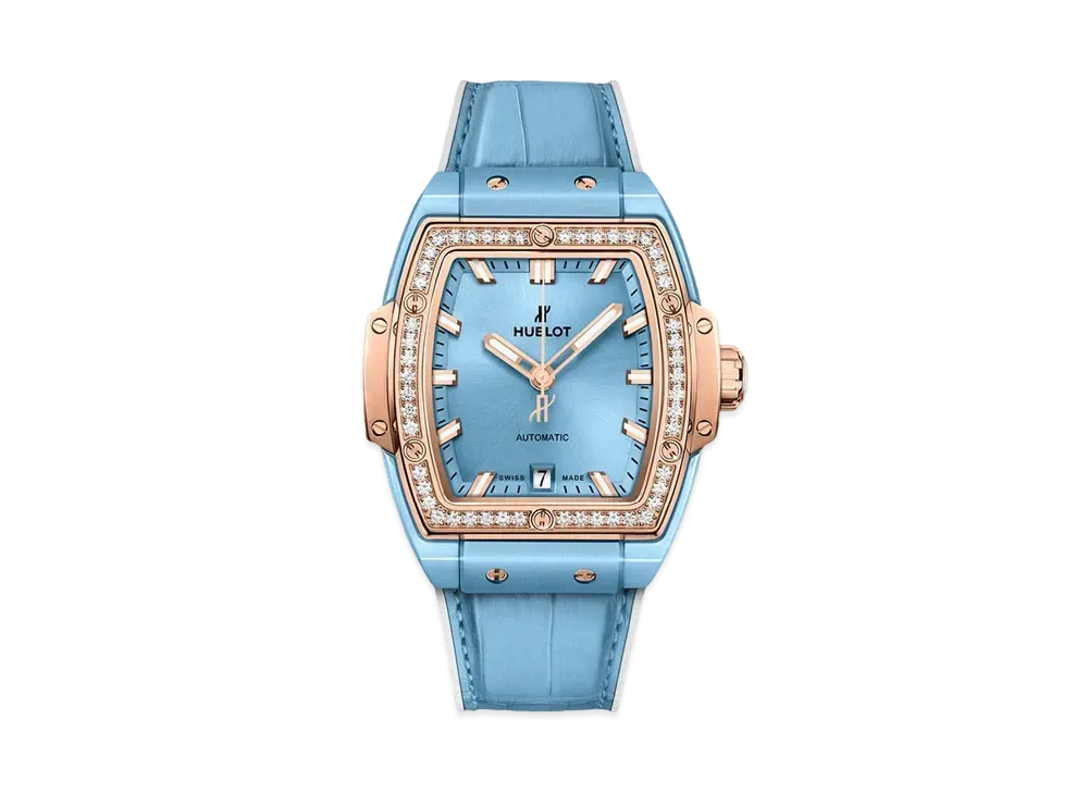 HUBLOT Spirit of Big Bang Light Blue Ceramic King Gold Diamonds 39mm