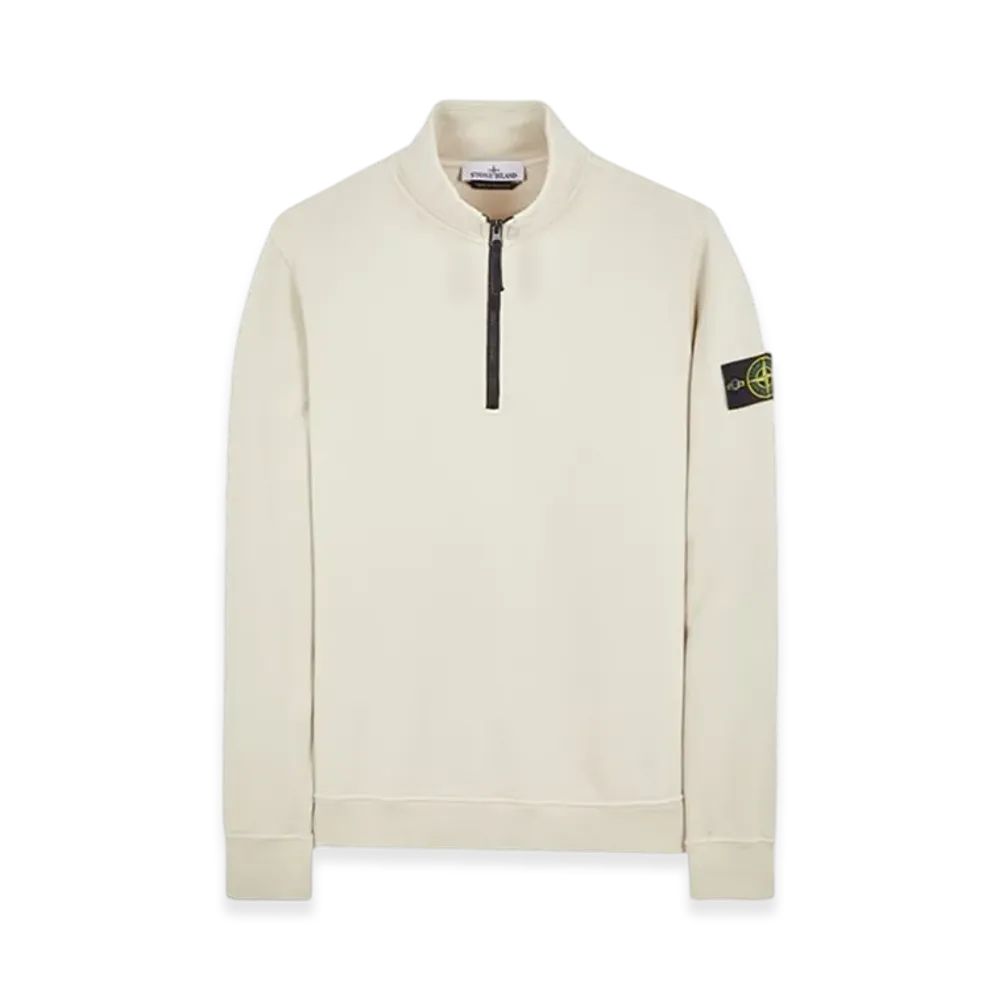 Stone Island 62720 Brushed Cotton Fleece Garment Dyed Half Zip Up Sweatshirt - 23FW "Stucco"