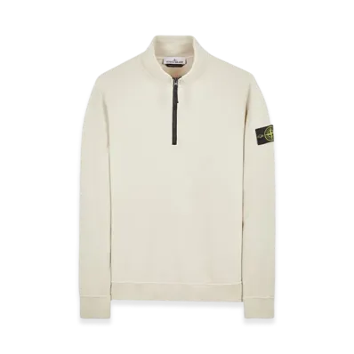 Stone Island 62720 Brushed Cotton Fleece Garment Dyed Half Zip Up Sweatshirt - 23FW "Stucco"