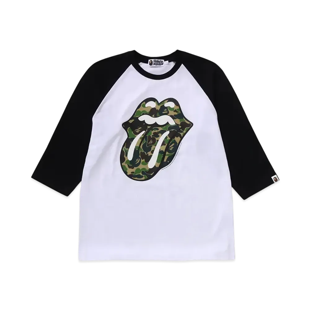 A BATHING APE x Rolling Stones 3/4 Sleeve Tee "Black"