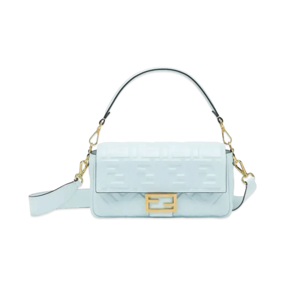 FENDI Baguette Nappa Leather Bag "Light Blue"