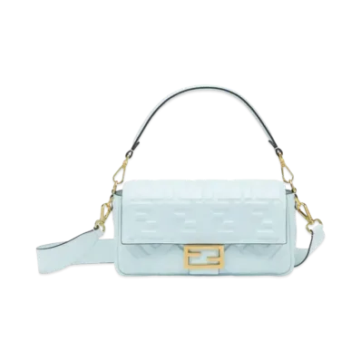 FENDI Baguette Nappa Leather Bag "Light Blue"