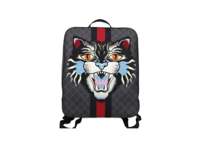 GUCCI Backpack Angry Cat GG Supreme "Black"