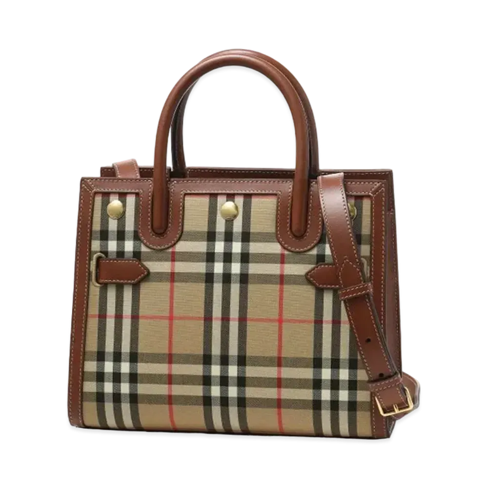 Burberry Title Leather / Canvas 2Way Bag "Plaid"