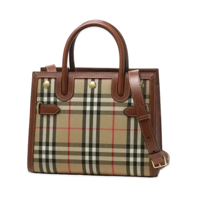 Burberry Title Leather / Canvas 2Way Bag "Plaid"
