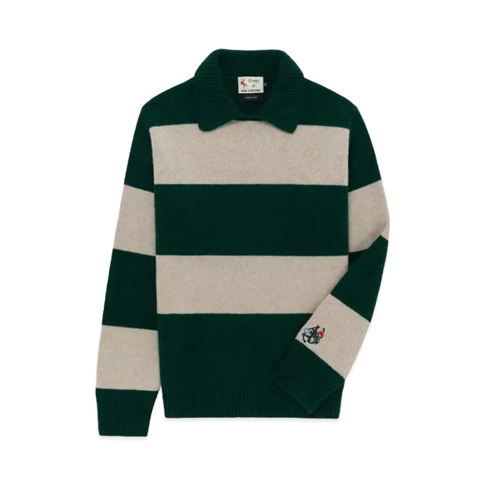 Aime Leon Dore x Drake's Striped Integral Collar Sweater "Green/Grey"