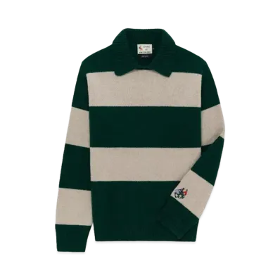 Aime Leon Dore x Drake's Striped Integral Collar Sweater "Green/Grey"