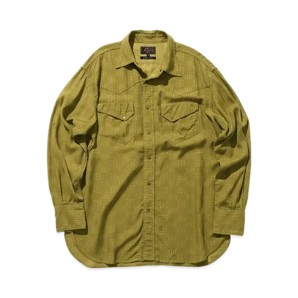 BEAMS Western Shirt Jacquard "Olive"
