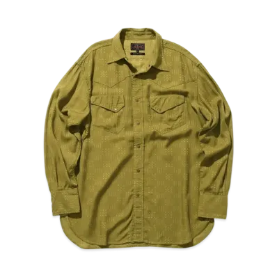 BEAMS Western Shirt Jacquard "Olive"