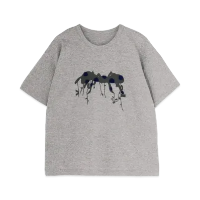 Yohji Yamamoto Y's PLAIN STITCH BUG PIGMENT FLOCKY PRINT ROUND NECK SHORT SLEEVE T "Gray"