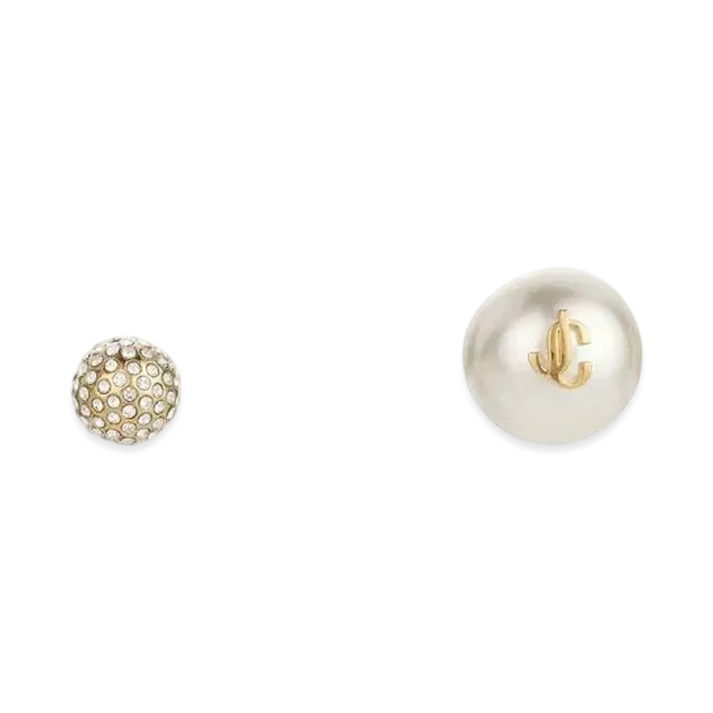 Jimmy Choo Auri Studs Metal Pearl and Stud Earrings "Gold/White/Crystal"