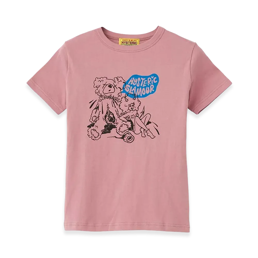 HYSTERIC GLAMOUR Women's Ivy/Bad Bear Mini Tee "Pink"