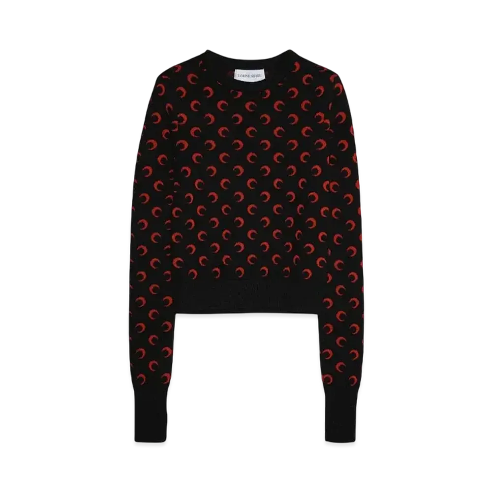 Marine serre MOON JACQUARD KNIT FITTED SWEATER "BLACK"