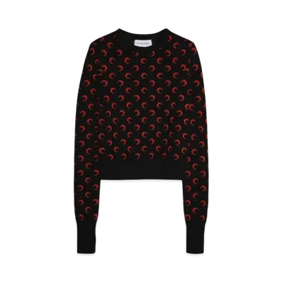 Marine serre MOON JACQUARD KNIT FITTED SWEATER "BLACK"