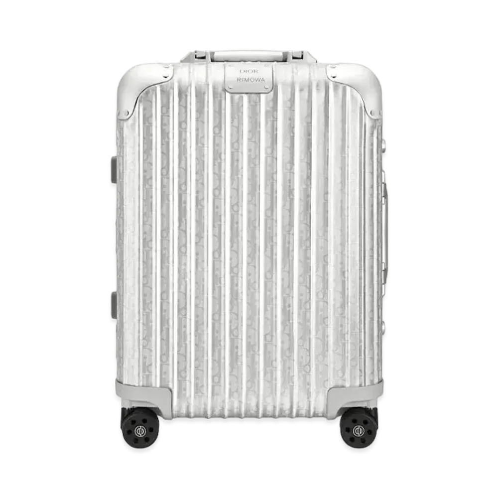 Dior And Rimowa Cabin Suitcase Dior Oblique Aluminum "Gray"