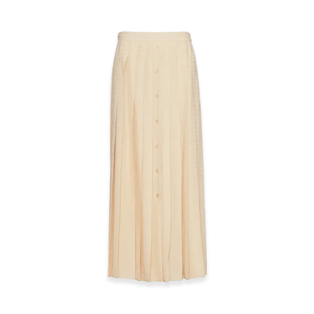 PRADA Women's Crepe De Chine Jacquard Midi Skirt "Albino White"