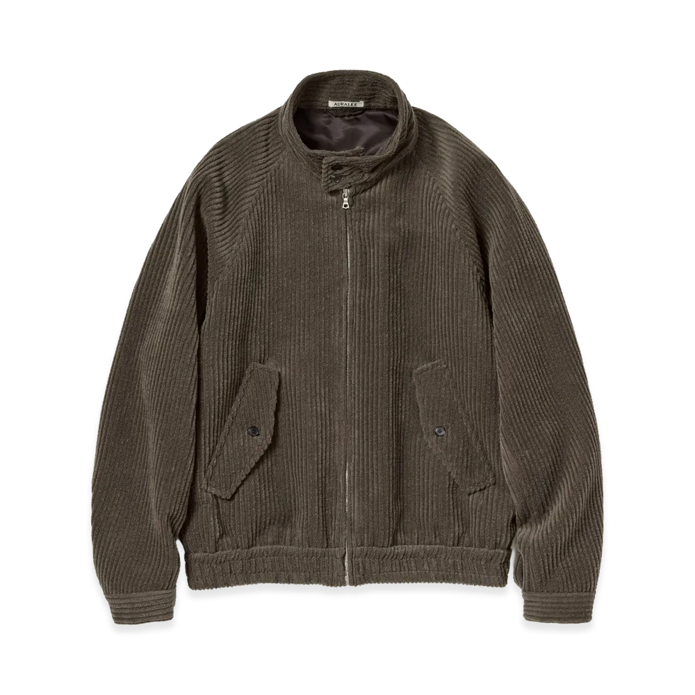 AURALEE Wool Cashmere Corduroy Zip Blouson "Smoky Brown"