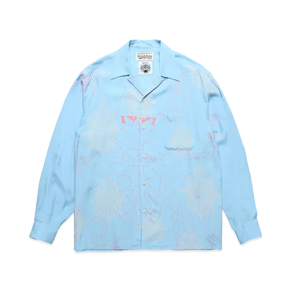 WACKO MARIA x WOLF'S HEAD L/S Hawaiian Shirt "Blue"