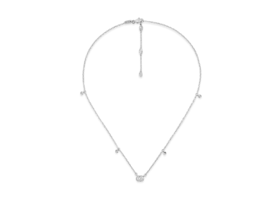 GUCCI GG Running Series 18K Gold Diamond Necklace "White Gold"