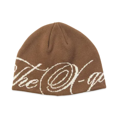 X-Girl Women's The X-Girl Script Logo Jacquard Beanie "Brown"