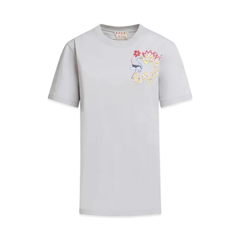 Marni Women's Cotton T-Shirt with Snake Print "Sodium"