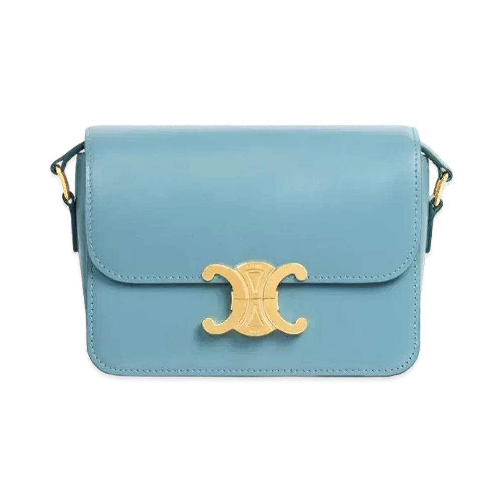 CELINE Teen Triomphe Bag In Shiny Calfskin "Denim"