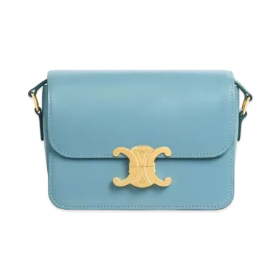 CELINE Teen Triomphe Bag In Shiny Calfskin "Denim"