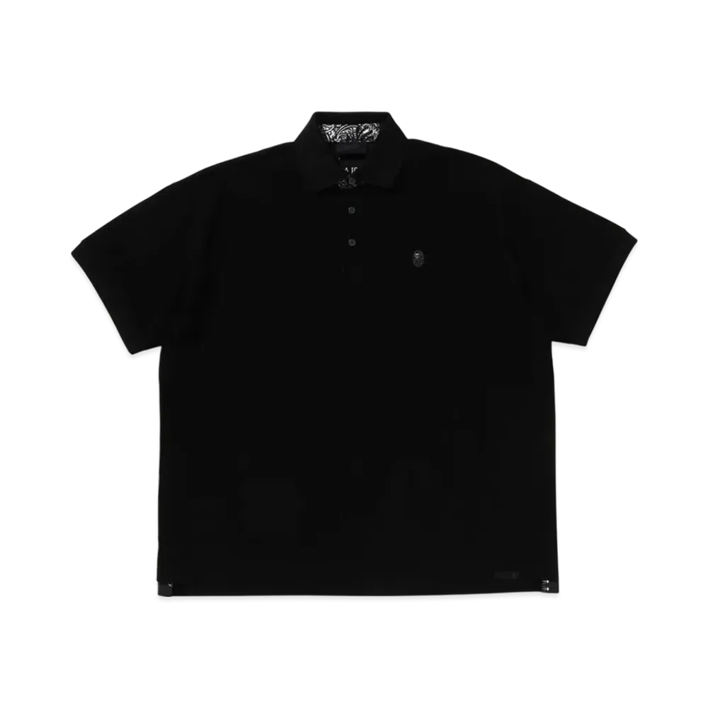 A BATHING APE Bape Black Paisley Placket Polo Shirt "Black"