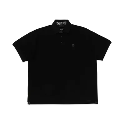 A BATHING APE Bape Black Paisley Placket Polo Shirt "Black"