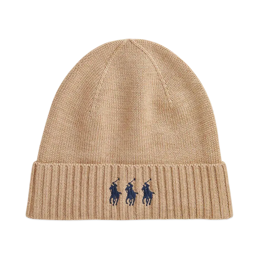 Polo Ralph Lauren Triple Pony Washable Wool Beanie "Brown"