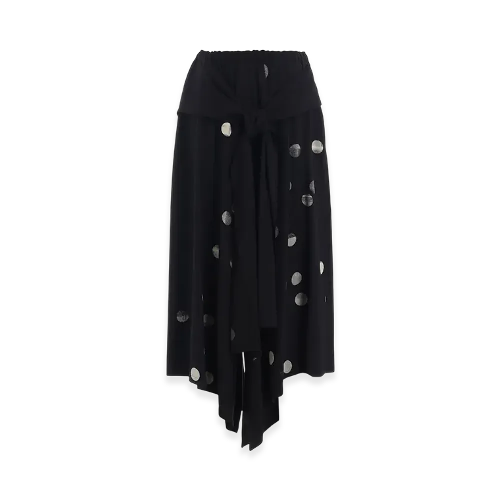 Y's Cu/Ry Gabardine Dot Front Tied Pants "Black"